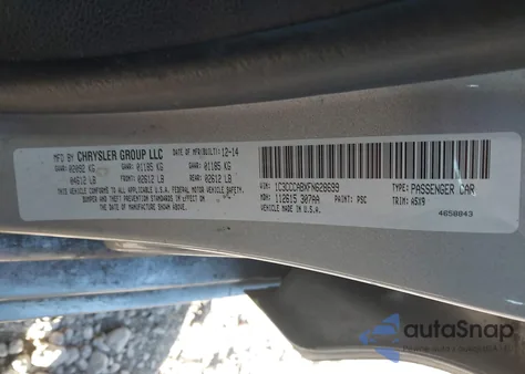 2015 Chrysler 200 Limited from USA, damaged, VIN 1C3CCCABXFN628699